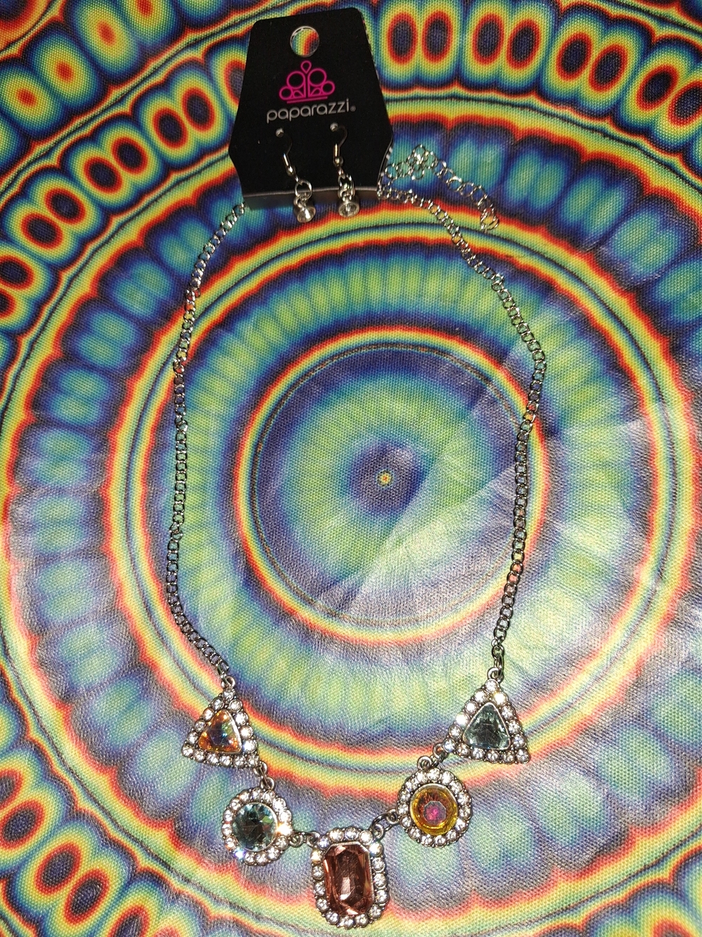 paparazzi Silver Multicolor Gemstone Bib Necklace